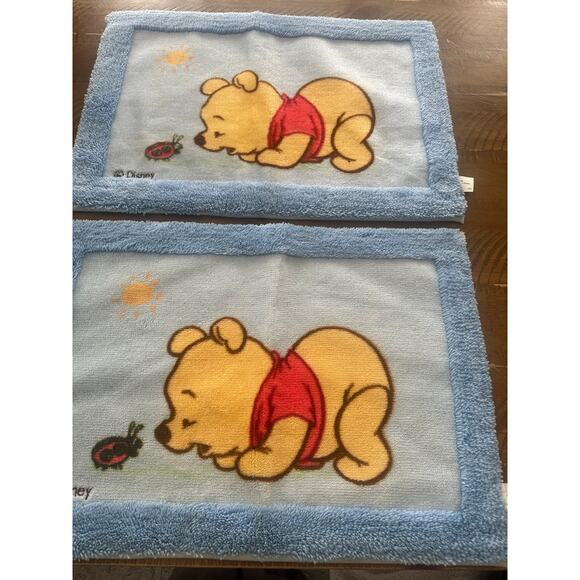 Vintage Disney Baby Winnie the Pooh Rug Blue Ladybug Sun Set of two Bathroom rug - Picture 8 of 15